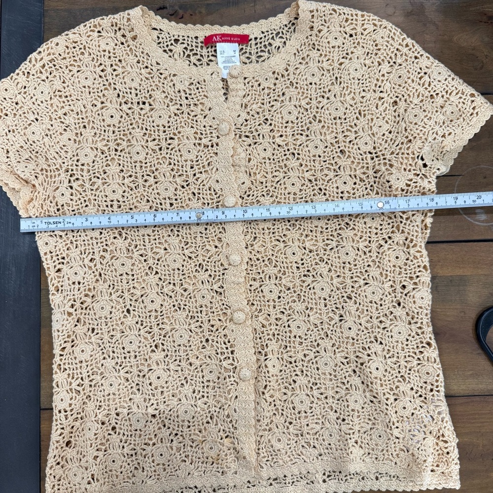 Anne Klein Crochet Button-Up Top - Picture 6 of 8